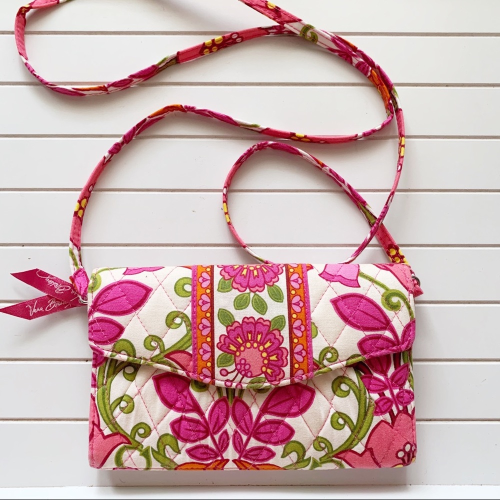Vera Bradley Crossbody Purse Wallet Clutch Pink